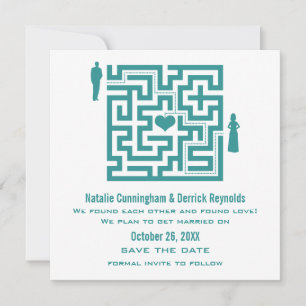 Convite de Teal Love Maze Save the Date