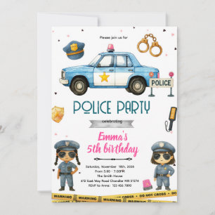 convite de tema de festa de menina policial