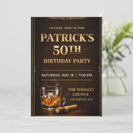 Convite de Tema de Festa Elegante de Whisky, Preto