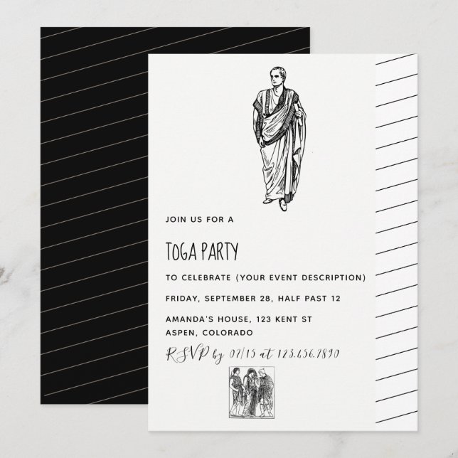 Convite de Tema de Festa Toga (Frente/Verso)