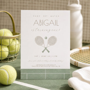 Convite de Ténis Sage Green Game Set Match