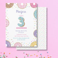 Convite de terceiro aniversário, convite de donut 