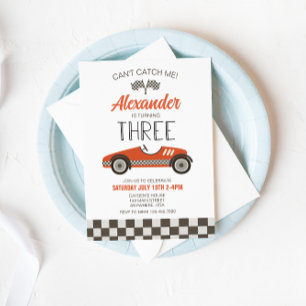 Convite de Terceiro Aniversário de Carro de Corrid