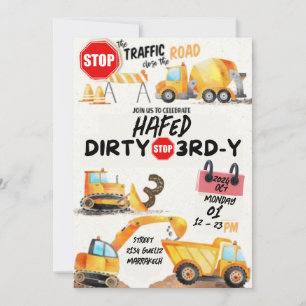 Convite de Terceiro Aniversário Dirty 3rd-Y