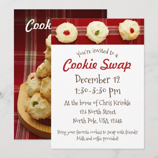 Convite de Thumbprints Xadrez Vermelho Troca de Co (Frente/Verso)