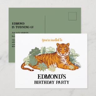 Convite de tigre menino festa de aniversário anima