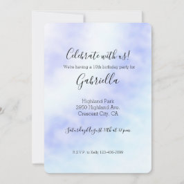 Convite de tingimento Purple White Aqua Blue