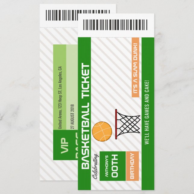 Convite de Tíquete de Festa de aniversário de Basq (Frente/Verso)