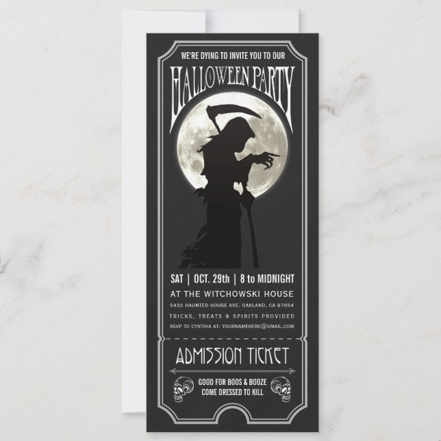 Convite de Tíquete de Festa de Halloween (Frente)