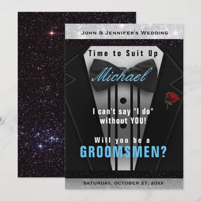 Convite de Traje de Padrinho Arrumem-se (Frente/Verso)