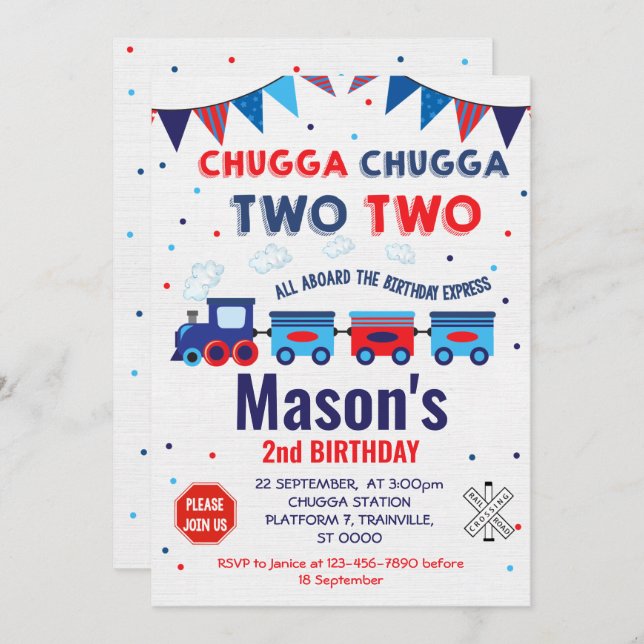 Convite de trem, para um garoto, segundo aniversár (Frente/Verso)