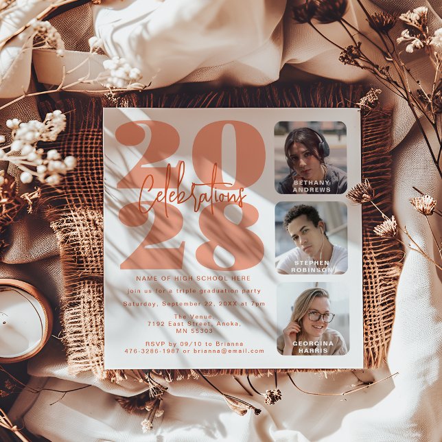 Convite de Tripla Formatura com Foto de Pêssego (Criador carregado)