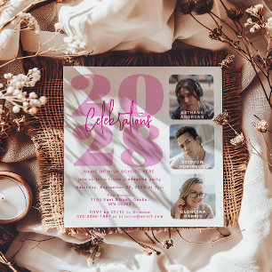 Convite de Tríplice Formatura com Foto Rosa Magent