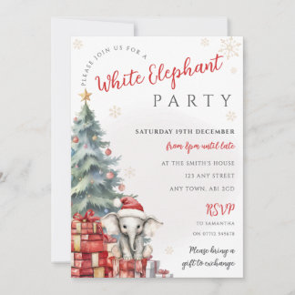 Convite de Troca de Presentes de Natal Elefante Br