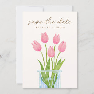 Convite de TULIP Save The Date / Floral Aquarela