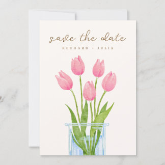 Convite de TULIP Save The Date / Floral Aquarela