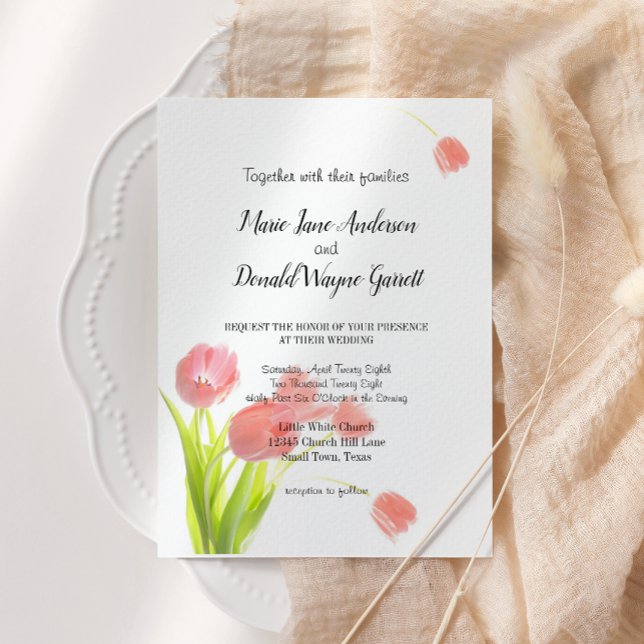 Convite de Tulipas Rosa Suave Elegante (Criador carregado)