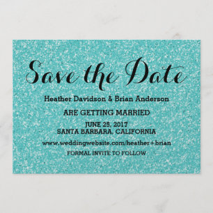 Convite de Turquoise com Brilho para Salvar a Data