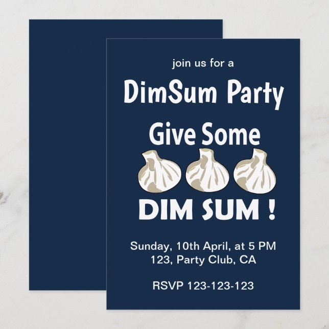 Convite Dê uma Festa de Dim Sum (Frente/Verso)