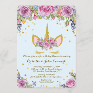 Convite de Unicorm do menino do chá de fraldas,