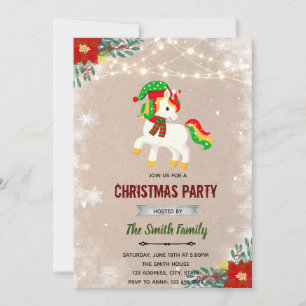 convite de unicórnio de Natal