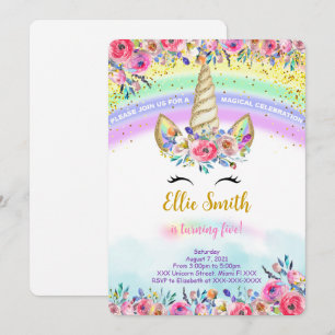 Convite de Unicórnio Mágico Vermelho
