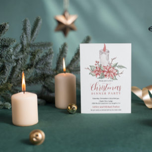 Convite de Vela de Natal em Aquarela