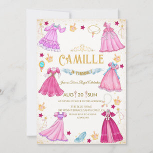 convite de vestido de princesa para festa de anive