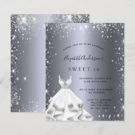 Convite de vestido prateado brilhante para Sweet 1