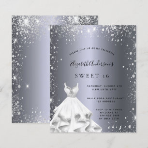 Convite de vestido prateado brilhante para Sweet 1