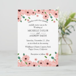Convite de vetor de casamento de flores