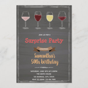 Convite de vinho em quadro-negro envelhecido à per