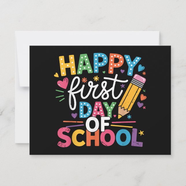 Convite De Volta À Escola Feliz Primeiro Dia Do Professor  (Frente)