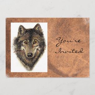 Convite De volta à natureza, o lobo, o aniversário anima