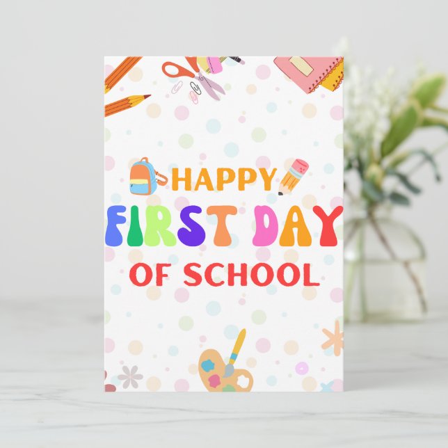 Convite De Volta Às Víblias Feliz Primeiro Dia De Escola P (Em pé/Frente)