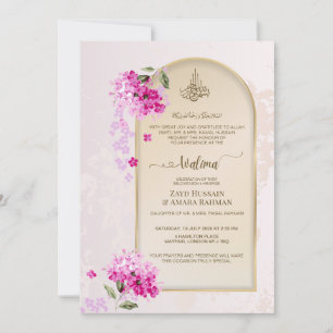 Convite de Walima de Luxo Hortênsias Aquarela