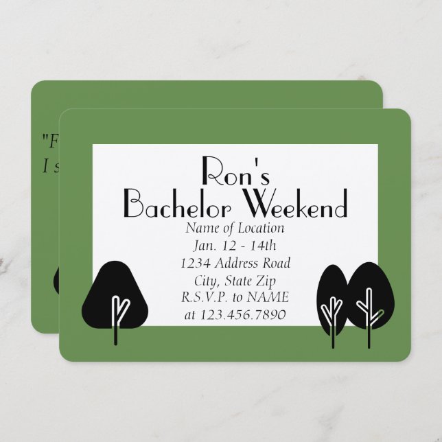 Convite de Wilderness de Fim de Semana de Solteiro (Frente/Verso)