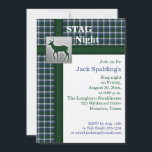 Convite de Xadrez Azul, Verde e Stag Prateada<br><div class="desc">Esta xadrez azul,  verde e branca rústica,  com o convite para o adiamento prateado,  é totalmente personalizável.</div>