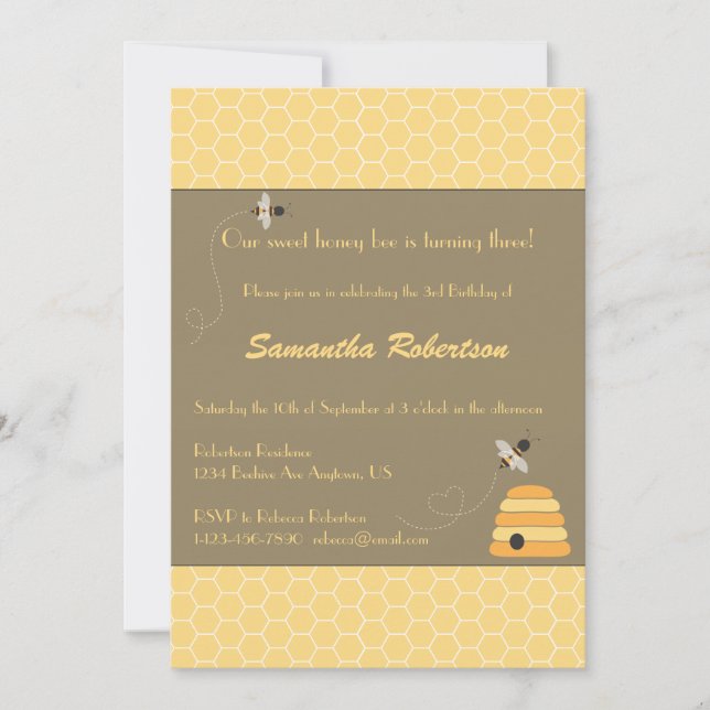 Convite de zumbido do aniversário das abelhas (Frente)