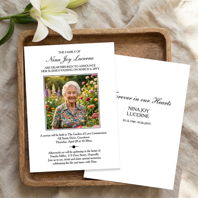 Convite Death Notice and Funeral Invitation with Photo (Criador carregado)