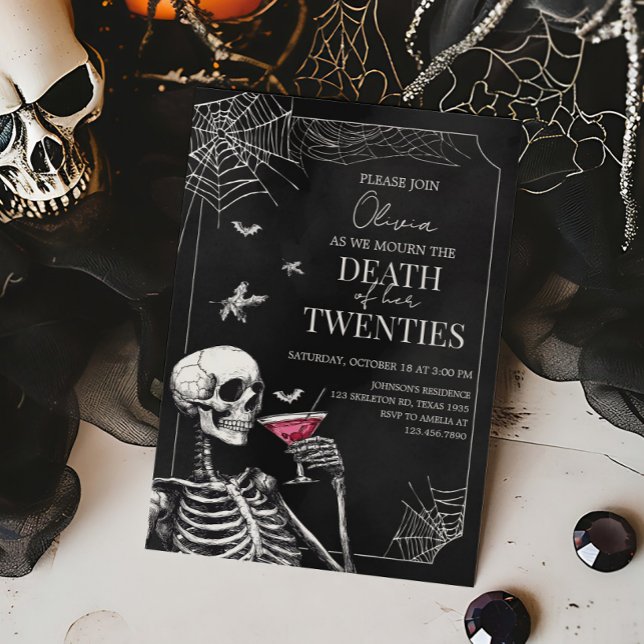 Convite Death to my Twenties Halloween Gothic Birthday (Death of my Twenties Birthday Party Invitation)