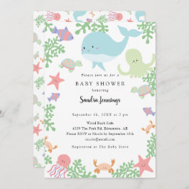 Convite Debaixo do Chá de fraldas marinho