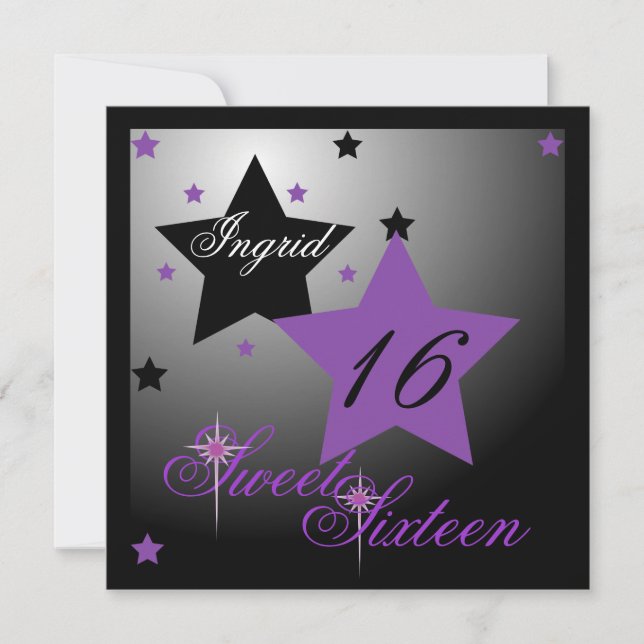 Convite Debutant Star Sweet 16-Cust. (Frente)