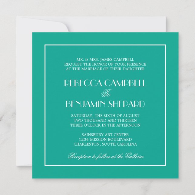 Convite Decadente Casamento de Chic, elegante (Frente)