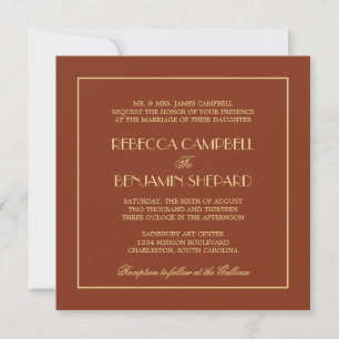 Convite Decadente Deco elegante casamento formal vermelho
