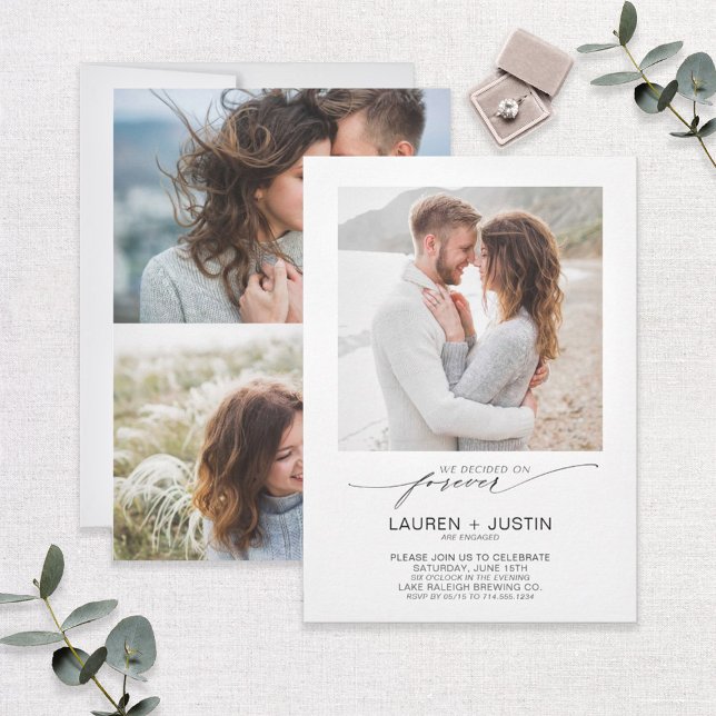 Convite Decidido sobre o Noivado de Fotografia Forever Bla (Criador carregado)