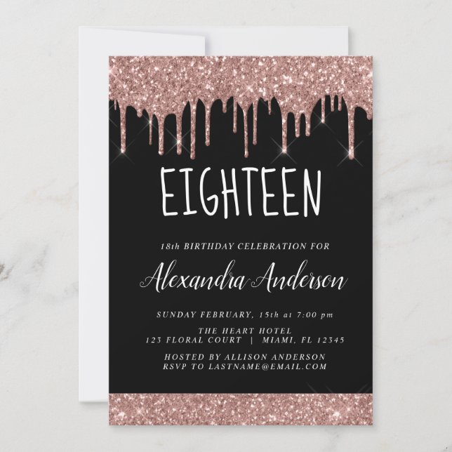 Convite Décimo oitavo - 18º Aniversário da Glitter Dourada (Frente)