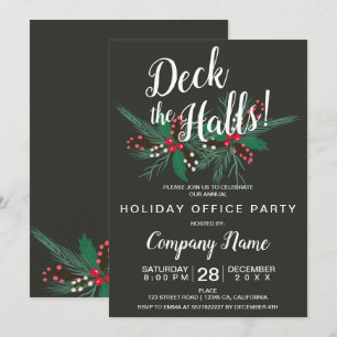 Convite Deck the halls Corporate Christmas cinza