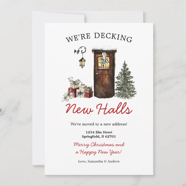 Convite Decking New Halls Christmas New Home Announcement (Frente)