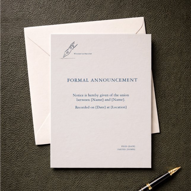Convite Declaração de Casamento no Registro Civil  (Civil Courthouse Ceremony Announcement Card)